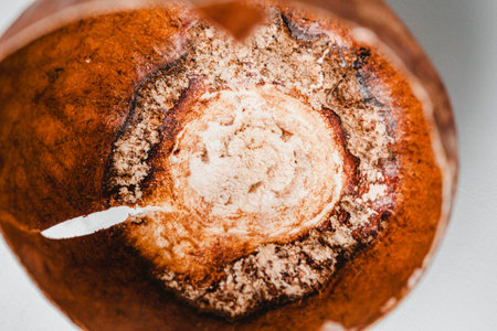 Close-up of a cup of coffee in the shape of a heartの写真素材