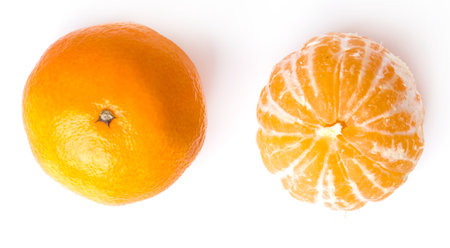 Delicious mandarin on a white backgroundの写真素材