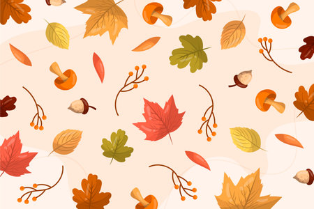 Autumn leaves seamless pattern background. Fall background. Vector illustration.の写真素材