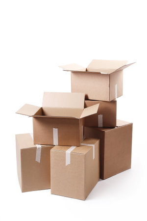 Cardboard boxes on a white background
