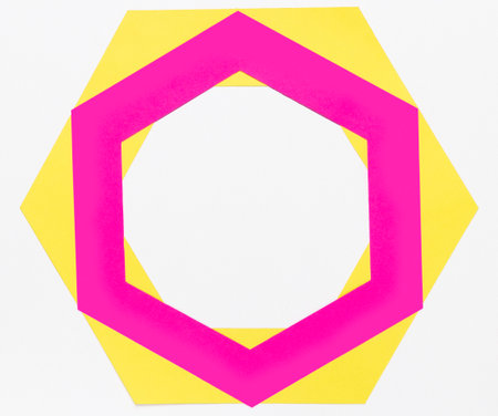 Abstract background with a hexagon pattern in yellow, pink and purple