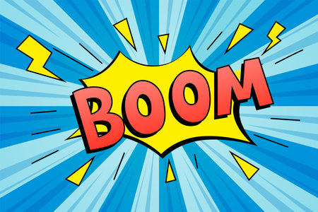 Lettering boom. Comics book abstract background. Comic text sound effects. Vector comic thunder icon...