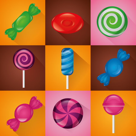 sweet candy banners lollipops flavor mint vector illustrationの写真素材