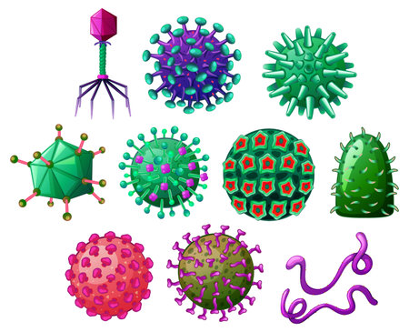 Different shapes of viruses illustrationの写真素材