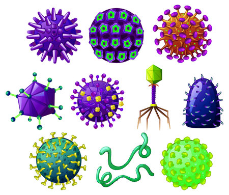 Different shapes of viruses illustrationの写真素材