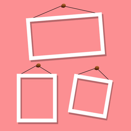 Set of frames on pink background illustrationの写真素材