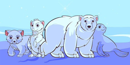 Polar bear family. Vector illustration of a polar bear family.の写真素材