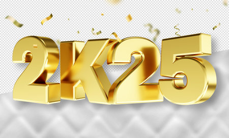 Golden 3d Numbers on White Background. Vector Illustrationの写真素材