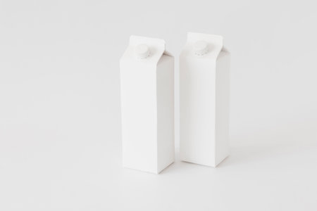 Milk box mock up on white background. 3d rendering.の写真素材