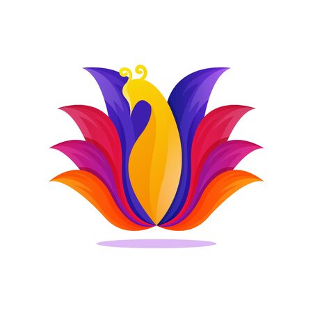 colorful peacock gradient artwork  templateのイラスト素材