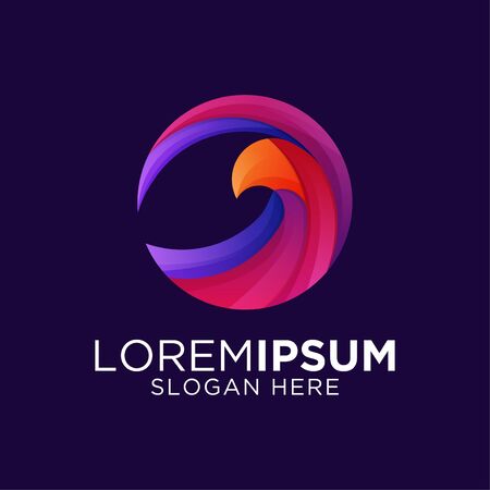 colorful bird gradient artwork templateのイラスト素材