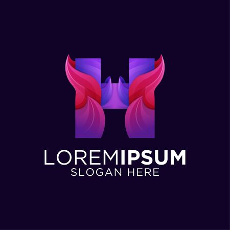 colorful letter h gradient artwork templateのイラスト素材