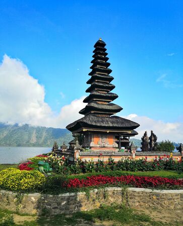 Ulun Danu temple Beratan Lake in Bali, Indonesiaの写真素材