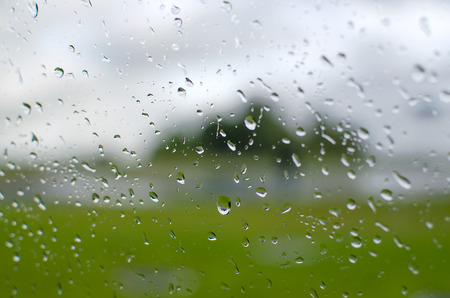 Rain falling on a window pane