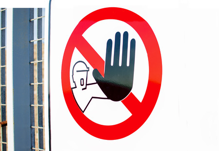 Hand blocking sign stop.Signの写真素材