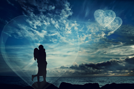 Love couple kiss, boy and girl in Valentines day. A romantic date. Young peopleの写真素材
