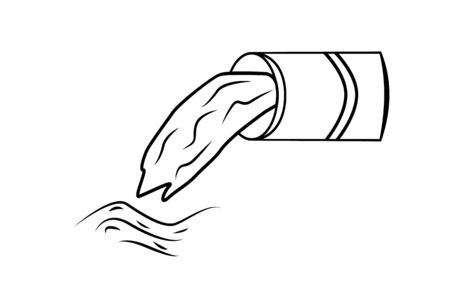 Wastewater line icon  isolated on white background. From the pipe flowing liquid into the pool. Sewage icon. Linear sewage outline sign or symbol from industry theme. Stock vector illustration.のイラスト素材