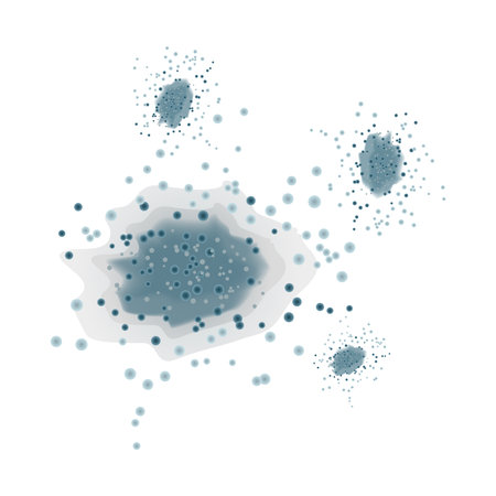 Mold icon isolated on white background. Round mildew mycelium. Fungi growing on food. Grey round fungal mucor surface. Concept of condensation, damp, high humidity and respiratory problems. Stock vector illustrationのイラスト素材