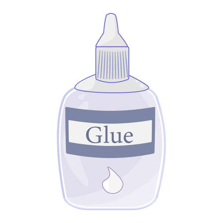 Glue bottle with cap isolated on white background. Bottle of latex glue, stationery adhesives for office or school supplies. Cartoon flat simple design style glue utensil icon. Stock vector illustrationのイラスト素材