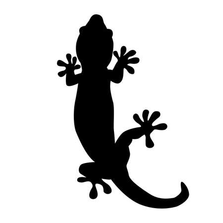 Lizard icon isolated on white background. Reptile, salamander, gecko black silhouette for logo, sign or pictogram template. Lizard stencil. Monochrome chameleon symbol. Stock vector illustrationのイラスト素材