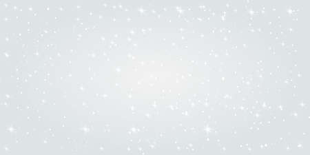 Christmas and New Year background. Abstract winter backdrop with snowflakes and stars. Holiday greeting card with copy space. Scatter falling round particles. Many cold flake. Stock vector illustrationのイラスト素材