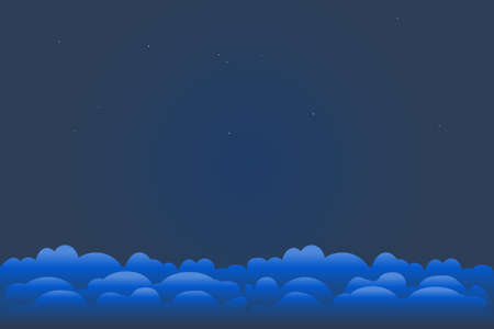 Night sky firmament. Fantastic night sky abstract background. Clouds forecast backdrop. Dreamy midnight heaven up clouds. Banner with cloudy dusk skies and copy space. Good night. Stock vector illustrationのイラスト素材