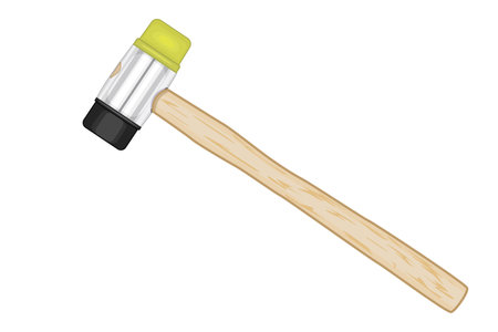 Rubber or soft hammer isolated on white background. Rubber mallet with wooden handle. Tool for straightening work. Carpentry and joinery instrument. Hand tool for laying tiles, paving. Renovation, repair, construction equipment. Stock vector illustrationのイラスト素材