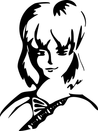 Stylized isolated shadow silhouette of gerls Portrait on white background vector illustrationのイラスト素材