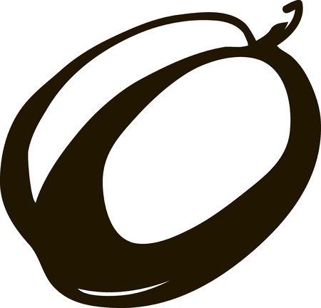 Plum silhouette isolated on white background vector illustration.のイラスト素材