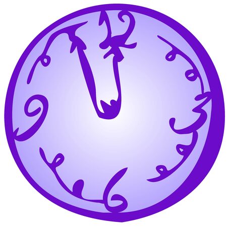 line art clock says 11 55 five minutes to new year vector illusrationのイラスト素材