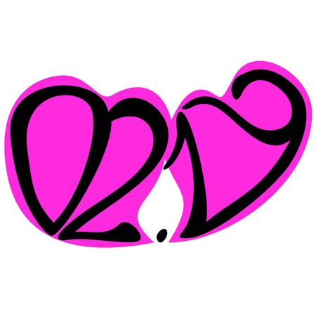 valentines day lettering creative stickerst. Vector hand drawn illustration design.のイラスト素材