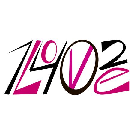 valentines day lettering creative stickerst. Vector hand drawn illustration design.のイラスト素材