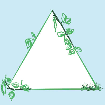 Colorfull Floral decorative Triangular frame made of birch branches and place for your textのイラスト素材