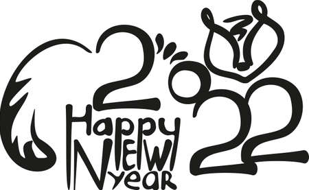 tiger of numbers in hand draw style. Lunar zodiac symbol of Year of Tiger.のイラスト素材