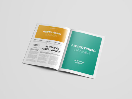 Advertising Banner on Magazine, Brochure Mockup. 3D Renderingの写真素材