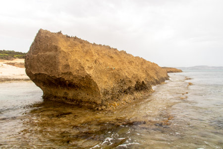 Beautiful day on the beach in Rimel, Bizerte, Tunisiaの写真素材