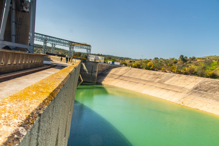 The Sidi Salem Dam, an Impressive Water Management System in Beja, Tunisia. North Africaの写真素材