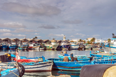 Boats in a Fishing Port in Mahdia, Tunisia. North Africaの写真素材