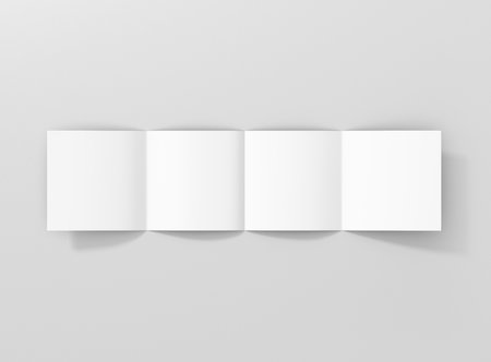 4 Roll Fold Brochure Mockup Square Open Topの写真素材