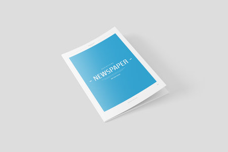 Newspaper Advertising Banner on Magazine, Brochure Mockup 3D Rendering on Isolated Backgroundの写真素材
