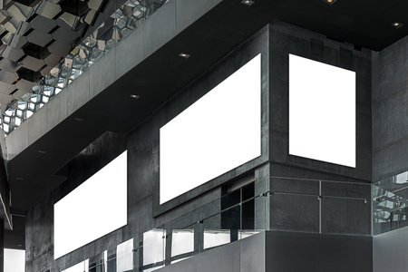 Poster Exhibition Gallery Mockups lobby interior 3D Renderingの写真素材