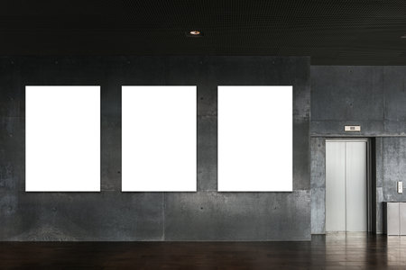 Poster Exhibition Gallery Mockups lobby interior 3D Renderingの写真素材