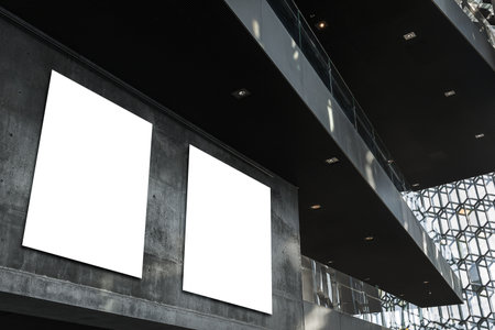 Poster Exhibition Gallery Mockups lobby interior 3D Renderingの写真素材