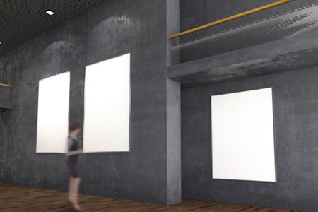 Poster Exhibition Gallery Hall Interior 3D Renderingの写真素材