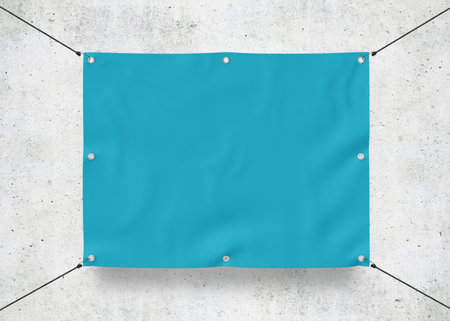 Turquoise Outdoor Tarpaulin Banner 3D Rendering for Events and Promotionsの写真素材