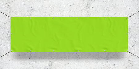 Green Outdoor Tarpaulin Banner 3D Rendering for Events and Promotionsの写真素材