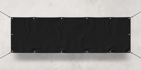 Black Outdoor Tarpaulin Banner 3D Rendering for Events and Promotionsの写真素材