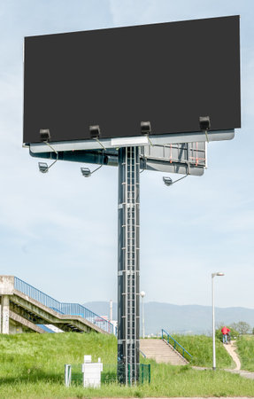 Advertising Outdoor Blank Billboard in the Streetの写真素材