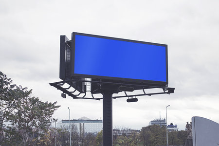 Outdoor Blank Billboard for Advertising under the Skyの写真素材