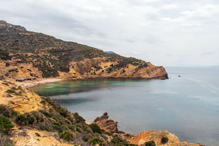 Ain Kanassira: A Scenic Cove Connecting Korbous' Mountainous Serenity and Coastal Splendo. North Africaの写真素材